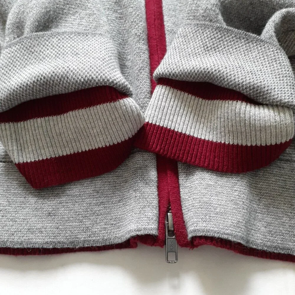 Overland Louis Wool-Blend Zip Up Sweater with Pockets Gray Size XL